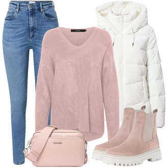 Outfit mit Beige/Grau Stiefel Gabor "Cooles Winter Outfit"
