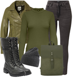 Braune High Waist Jeans Outfits mit Gürtel image