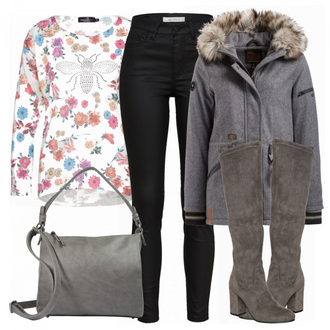 Outfit met grijs Khujo "Vrijetijds"