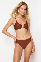 Brown High Waist Regular Bikini Bottom