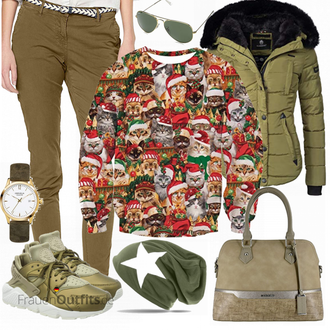 Militär Outfit mit Dunkelgrün Hut Ohrenwärmer & Stirnband/Ohrenwärmer/Kopftuch/Bandana/Army Cap Caspar "David Jones Damen"Look: Militär, Bundeswehr, Retro, 80er
