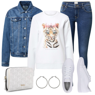 Esthetische Outfit mit Creme/Weiß Ausgefallener Hoodie/Women's Fleece Sweatshirts/Sport Sweatshirt einstein & newton "Fruhlings Outfits"Look: Esthetische, Coole, Hip Hop, Schön, Uni, Rap