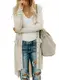Itsmode Damen Strickjacke Lang Cardigan Casual Langarm Wasserfall Jacke Gestrickt Sweatshirt Übergroß Lose Outwear Mantel Langarmshirt Strickmantel mit Tasche, Aprikose, Medium(EU40-EU42)