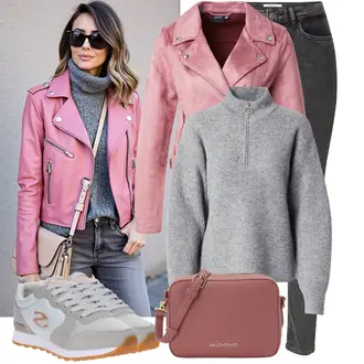 Outfity s "mom" džínami Vysoký Pas s Světle šedá/Tmavě šedá/Šedá/Khaki Kožená bunda/Push up Džín/Kožená Pánská Bund/Džíny s Rozparkem/Termální Džíny/Mom Jean/Motorkářské Džíny/High Waist Džínové Kalhoty/Zimní bunda About You "Stylová kombinace na jaro"