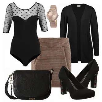 Kurz/Mini Outfit mit Braun Rock oodji Ultra "Amazon day"