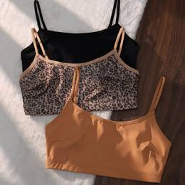 3pcs Leopard Print Wireless Sports Bras For Women - Comfy, Stretchy Polyester , No Underwire, Hand Washable