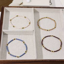 Style Beaded Bracelet Set, 4-piece Handmade Stretch Seed Bead Stackable Bangles For Daily And Party Wear