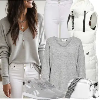 Herbst Outfits Coole mit Weiß Funktionsweste/Outdoorweste/Isolationsweste/Puffer Weste/Daunenweste Navahoo "Modisches Freizeit Outfit"Look: Coole, Western, Outdoor, Chill, Rad, Indoor, Empire, Dad, Overdressed, Sportlich, Premium, Streetwear, Unisex, Retro