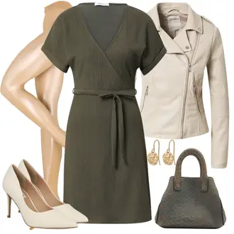 Outfit mit Rosa/Beige/Blau High Heel/High Heels Stiefelette Steve Madden "Stylischer Bürolook"