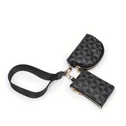 Stylish Geometric Print Women’ & Key Holder – With Black Zipper, With Key Ring For Easy Carry, Cute Wallet