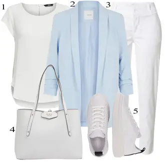 tenues avec Blanc/Gris/Crème Veste en cuir/Tunique Élégante/Tunique Classique/Chemisier/Top Chemisier/Chemisier-tunique/Chemisier à Enfiler/Tunique à Manches Courtes/Chemisier à Manches Courtes/Chemisier Grande Taille/Chemise & Top Grande Taille/Tunique Only "tenues parfaite"