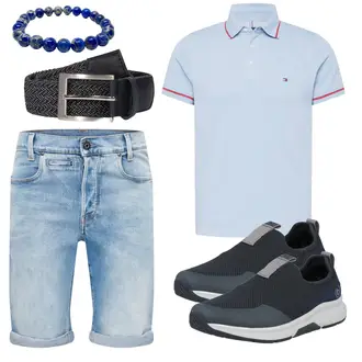 Knielang Outfit mit Hellblau/Blau Jeans Short/Bermuda G-Star Raw "Cooles Alltagsoutfit"