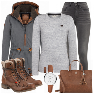 Outfit mit Rot Stiefel Tom Tailor "Naketano"