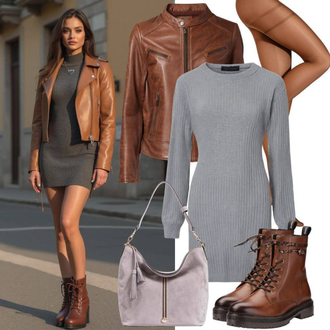 tenues avec Marron/Beige Vintage Veste en Cuir/Bomber en Cuir/Veste en Cuir/Veste Wax JP1880 "Look élégant pour l'automne"
