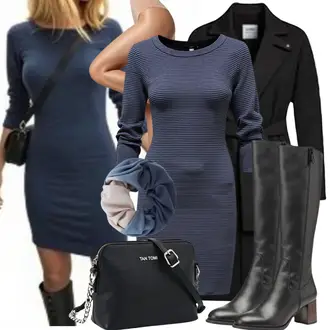 Chic Outfit sa Crna Prijelazni Kaput/Dugi kaput/Ljetni Kaput/Midi Kaput/Kaput od Kašmira/Zimski Kaput Vuneni kaput/Trenč Kaput/Vuneni Kaput/Baloner Vila "Jesenska odjeća za svakodnevno nošenje"Look: klasický, Francuske, Preodjeven, Chic, cool, Old Money, Sveučilišna, moderne, Ured