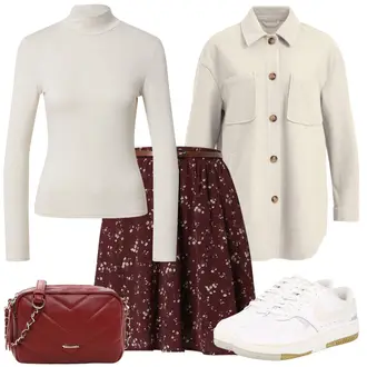 Kombinacije za zimu A-kroj sa Crvena/Vinski Crveno/Ljubičasta/Smeđa/Tamnocrvena Suknja About You "Zimski outfit"Look: A-kroj