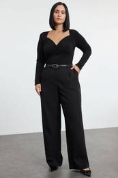 Curve Black Double Breasted Bodycone Plus Size Bodysuit