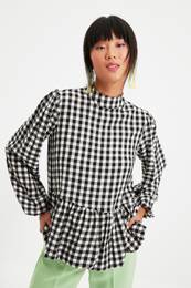 Black Balloon Sleeve Blouse