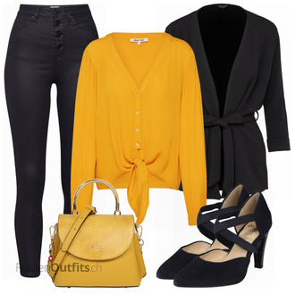 Outfit mit Blau High Heel Ara "ABOUT YOU Bluse"