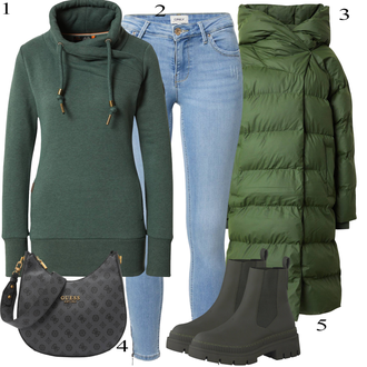 Black Outfits mit Siva/Črna Guess "Zimski outfit"