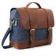 ECOSUSI Aktentasche Damen Umhängetasche Herren Laptoptasche 15,6 Zoll Canvas Tasche Vintage Damen Schultasche Lehrertasche Blau