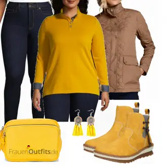 Outfit mit Gelb Stiefel Rieker "Outfit für den Herbst"