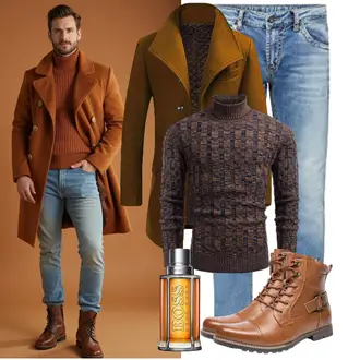 Winter Outfits Büro mit Bordeaux/Braun/Dunkelrot/Dunkelbraun Vintage Pullover/Jacquard Pullover/Kaschmir Pullover/Strickpullover/Winterpullover/Wollpullover/Rollkragenpullover COOFANDY "Winter Outfits"Look: Casual, Coole, Elegant, Chill, Büro, Stil, Business, Feine, Old Money, Maritim, Schön