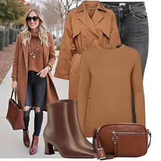 Frühlings Outfits Old Money mit ESPRIT, Braun/Dunkelbraun Sommerstiefelette/Gefütterte Stiefelette/Vintage Stiefelette/Klassische Stiefelette/Spitzer Stiefel/Leder Stiefelette NobleOnly "Cooler Look für den Frühling"Look: Old Money, Casual, Classic, Rap, Sexy, Büro, Französische, Western