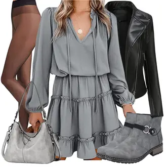Classic Motorrad Outfit mit Grau/Braun/Dunkelgrau Chelsea Boot/Sommerstiefelette/Leder Stiefelette/Winter Stiefelette/Lederjacke/Biker Boot/Gefütterte Stiefelette/Flache Stiefelette Rieker "Frühlingsoutfit"Look: Classic, Unisex, Smart Casual, Outdoor, Schön, Laufen, Motorrad, Reiten