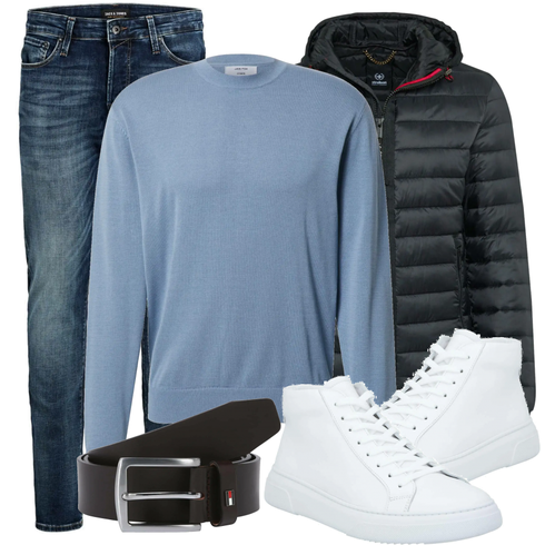 Blau/Türkis/Grau Hoodie DAN FOX APPAREL kombinieren
