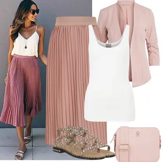 Outfit sa Bijela/Krem Majica I Top Veći Broj/Bluza Veći Broj/Tunika VERO MODA "Jarní outfit"