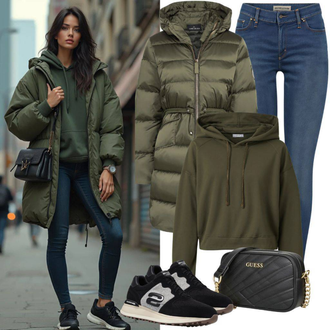 Winter Outfits met zwart Portemonnee/Brief Portemonnee/Handtas/Telefoontas/Kleine Tas DKNY "Lentelook"