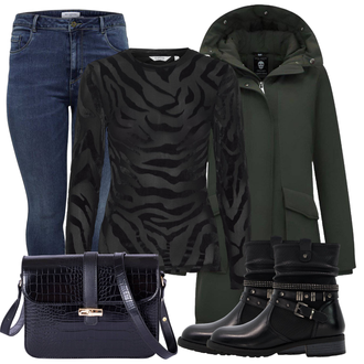 Outfit met Anti-trombose Kous/Lange Onderbroek/Overknee Kous/Vormgevende broek/Steunkous/Thermopanty/Panty Grote Maat/Winterkous/Wollen panty ONLY Carmakoma "Outfit voor de winter"