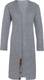 Knit Factory Luna Lang Gebreid Vest Licht Grijs - Gebreide dames cardigan - Lang vest tot over de knie - Lichtgrijs damesvest gemaakt uit 30% wol en 70% acryl - Grote maat - 46/48