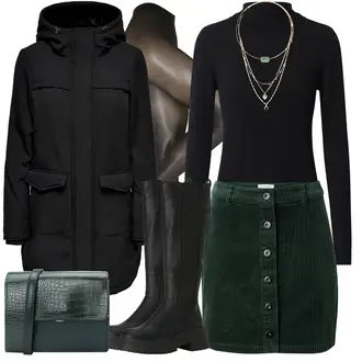 Samt Outfit sa Tamnozelena/Zeleno Kratke hlače velike veličine/Suknja florence by mills exclusive for about you "Jesenski outfiti"