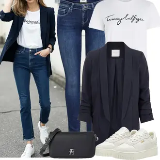 Outfit mit Khaki/Beige/Grau/Hellgrau/Weiß Sommer Sneaker/Vintage Sneaker/Skateschuh/Sneaker Low/Plateau-Sneaker Puma "Perfektes Büro Outfit"