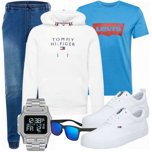 Grau/Weiß Schuh Sneaker Tommy Jeans kombinieren