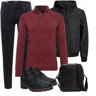 Outfit mit Schwarz Stiefel Rieker "Cooles Outfit"