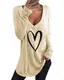 kenoce Tshirt Damen Casual Tunika Tops V-Ausschnitt Solides T-Shirt A1-Aprikose M