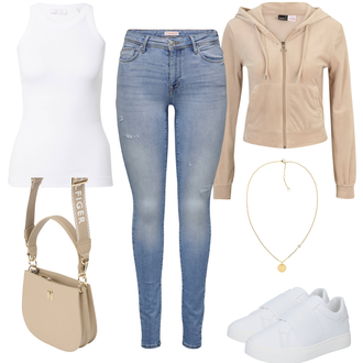 Feine Outfit mit Weiß/Creme Sneaker Mit Klettverschluss/Sneaker Low/Schmaler Sneaker/Leder Sneaker Calvin Klein "Schlichter Freizeitlook"Look: Uni, Feine, Sportlich, Unisex, Esthetische, Lack, Casual, Skater, Bad Taste