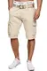 Indicode Herren Monroe Cargo ZA Shorts m. 6 Taschen inkl. Gürtel aus 100% Baumwolle   Kurze Hose Bermuda Sommer Herrenshorts Short Men Pants Cargohose kurz Sommerhose f. Männer Fog M