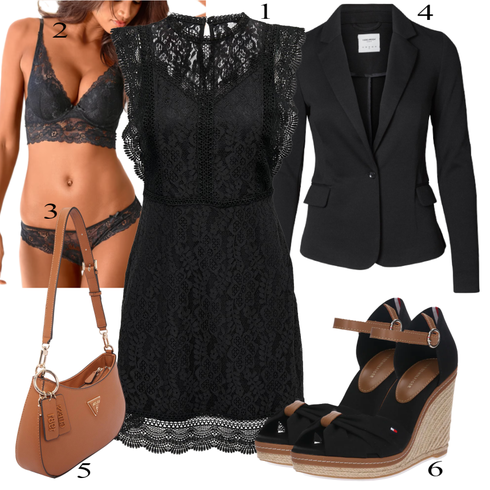 Comment poter Noir/Bleu/Beige Ensemble Culotte Soutien-gorge à Armatures/Soutien-gorge culotte ensemble/Ensemble de Sous-vêtements/Set de Lingerie en Dentelle Lascana avec Noir Blazer Court/Veste de Blazer/Veste en Cuir pour Homme/Sweat Blazer/Veste en Cuir/Veste en cuir pour hommes/Blazer en Tricot/Tricot Grande Taille VERO MODA