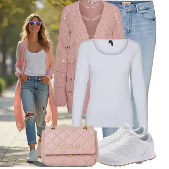 Kombinacije od trapera sa Siva/Krem/Bijela/Srebro/Ljubičasta/Pink Obični top/Duga košulja/Muške tenisice za trčanje/Majica dugih rukava/Dugi top VERO MODA, Narandžasta/Bijela/Smeđa/Bež/Krem sigurna cipela/Papuča/Udobna Cipela/Rupičasta tenisica/cipela za zdravlje/Tenisica s platformom/Niska Tenisica/Tenisica Za Hodanje/Tenisice s patentnim zatvaračem sa strane Skechers "Lijepi proljetni outfit"