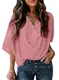 GOSOPIN Damen Pullover Frauen Tops Überlappendes Ausschnittdesign OL Hemd Elegent Oberteil Lose Vintage Tunika Bluse