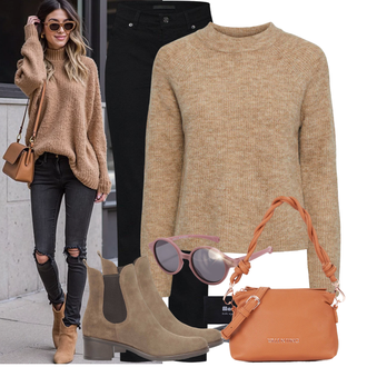 Herfst Outfits Chique met bruin/beige/grijs Chelsea Boot/Platte Enkellaarsje/Zomerse enkellaarsje/Leren enkellaars Kazar "Modieuze lente-outfit"Look: Klassiek, Stijl, Comfortabele, Unisex, Western, Chique, Smart Casual, Elegant, Naadloos