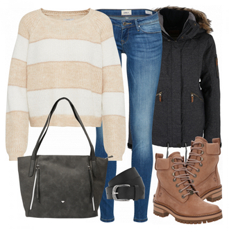 Outfit met bruin Laars Timberland "Brielle"