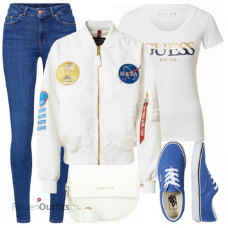 Outfit mit Grau Sommerjacke Alpha Industries "Modisches Frühlings Outfit"