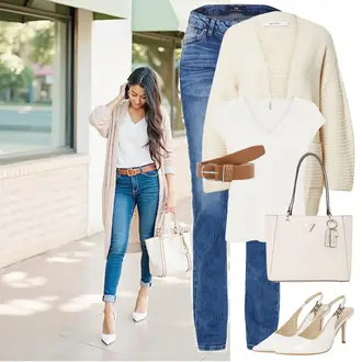 Na Procházku Outfit s Modrá/Růžová/Světle modrá Džíny s Rozparkem/Džín s Nízkým Pasem/Džíny Regular Fit/Girlfriend Džíny/Slim Fit Džíny/Džíny s Nízkým Sedem/Sportovní boty/Kožená bunda/Kožená Pánská Bund/Kožené Boty/Zimní bunda/Pánské tričko/Rovná Džína LTB, Béžová/Oranžová/Khaki Pletenina veľkej veľkosti About You "Lehký outfit"Look: Jízda na koni, Volný čas, Na Procházku, Apres ski, Hokej