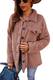 Jiraewh Damen Mantel Plüschjacke Casual Wintermantel Revers Lange Ärmel Outwear mit ​Taschen Winterjacke (3069-Rosa, M)