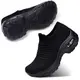 STQ Damen Schuhe Slip On Sneakers Freizeit Atmungsaktive Fitness Turnschuhe Plattform Air Leichte Outdoor Walking Schuhe(All Schwarz39)